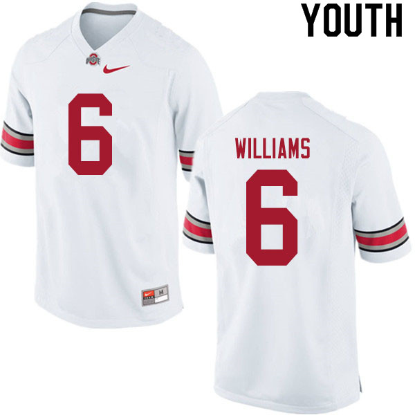 Ohio State Buckeyes Jameson Williams Youth #6 White Authentic Stitched College Football Jersey